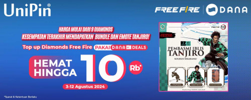 Kesempatan Terakhir Mendapatkan Bundle dan Emote Tanjiro! Top up Diamonds Free Fire Hemat Hingga Rp 10Ribu Pakai DANA Deals